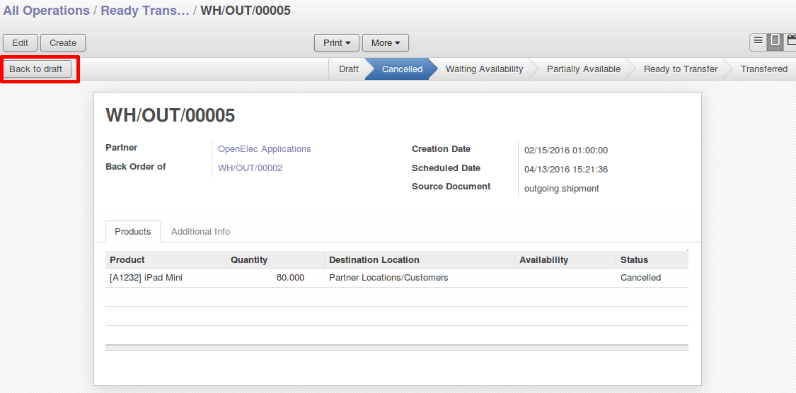 Pickings back to draft