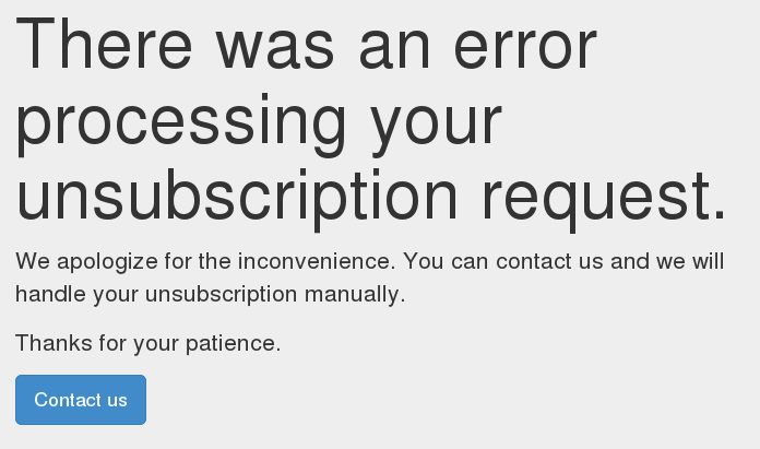 Customizable unsubscription process on mass mailing emails