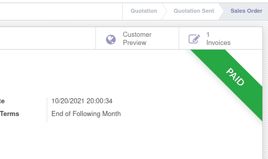 Sales Order Paid Ribbon