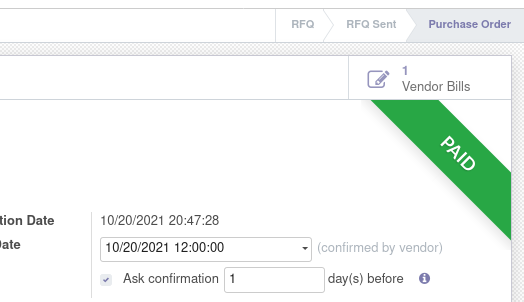 Purchase Order Paid Ribbon