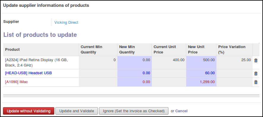 Account Invoice - Supplier Info Update